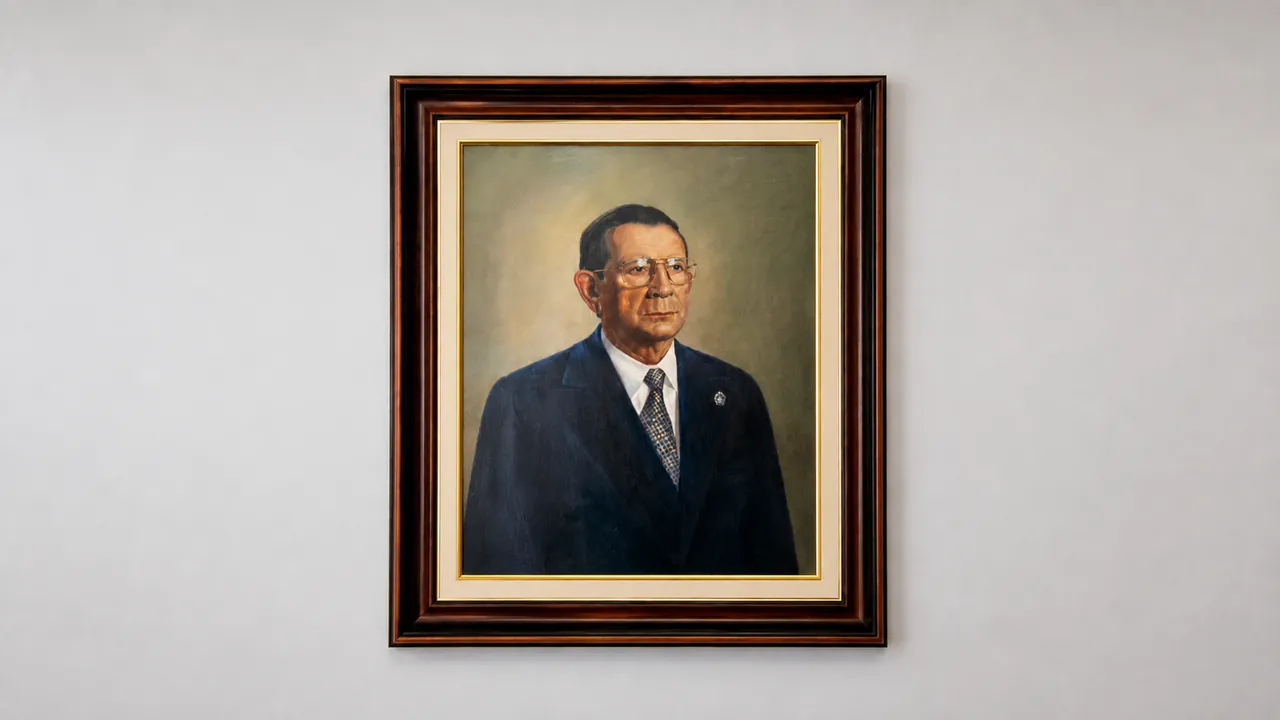 Retrato al óleo de Juan José García Carbonell, fundador del despacho, en la sede de Albacete
